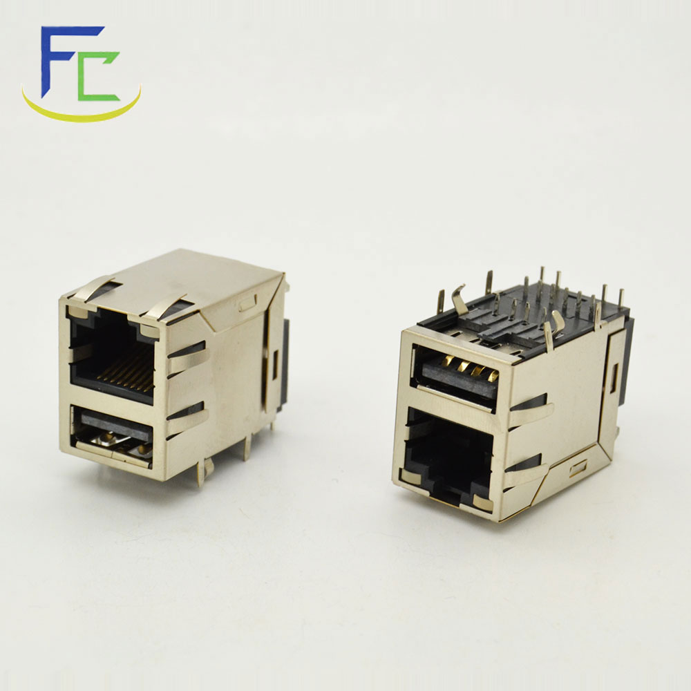 RJ45+USB 2.0帶燈帶彈片