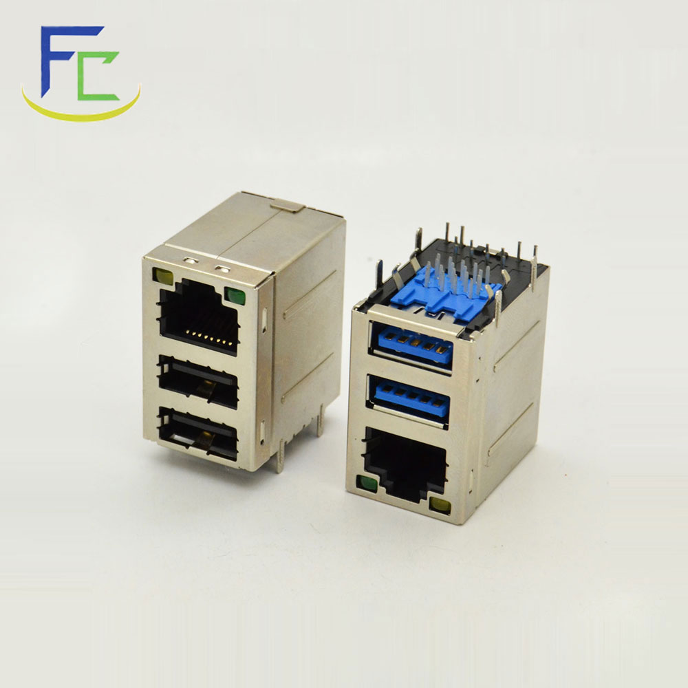 RJ45+雙層USB帶燈不帶彈片