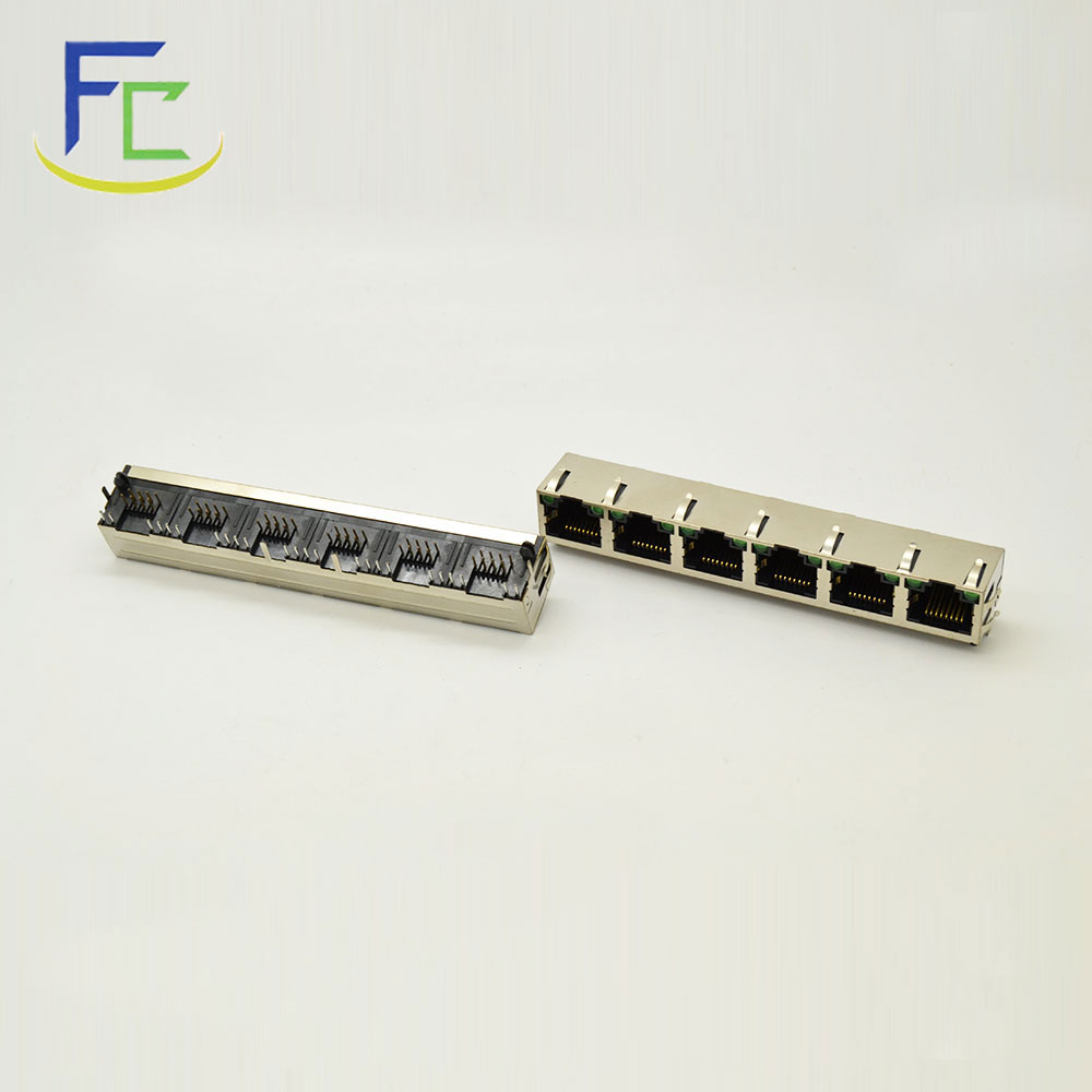 RJ45 1×6帶燈帶屏蔽